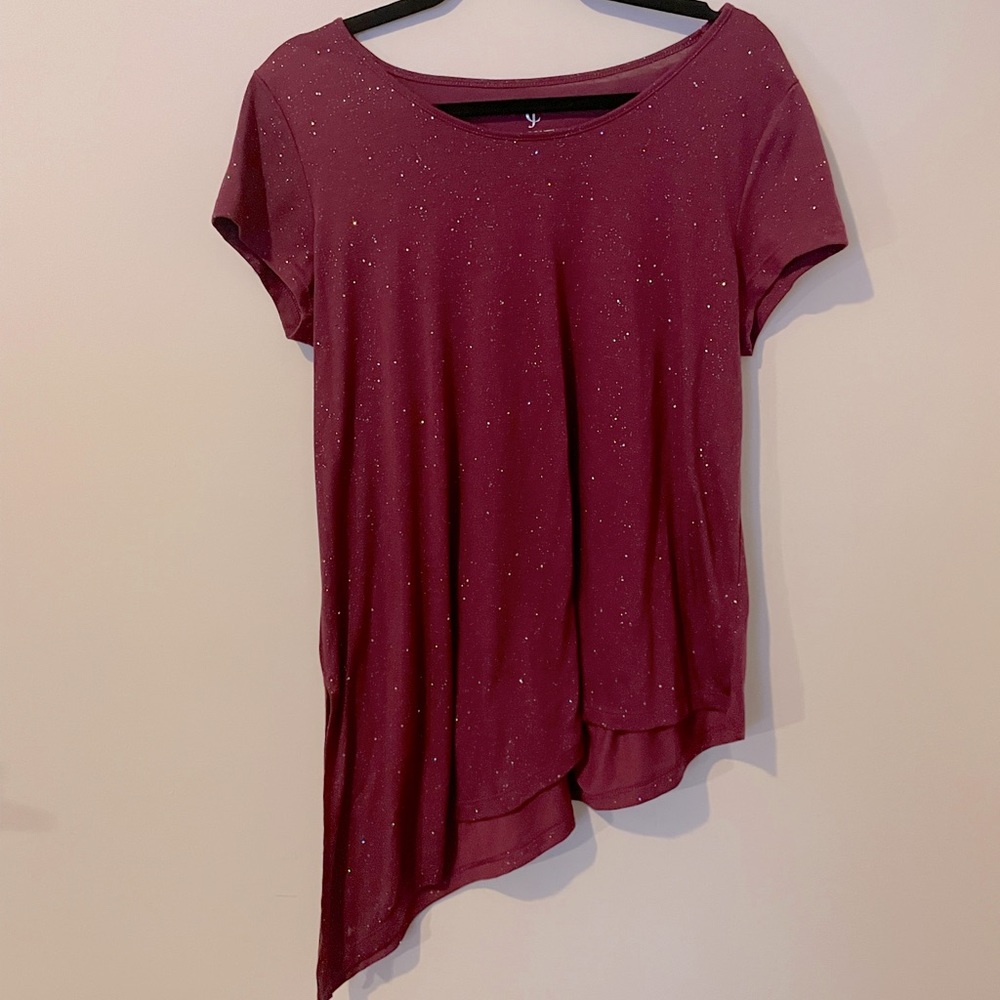 Juicy Couture Glitter Asymmetrical Short Sleeved Tee Shirt